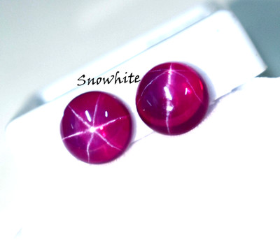 6 Ct Pair Natural Star Ruby 6 Ray Cabochon Cut Certified Red Ruby Loose Gemstone