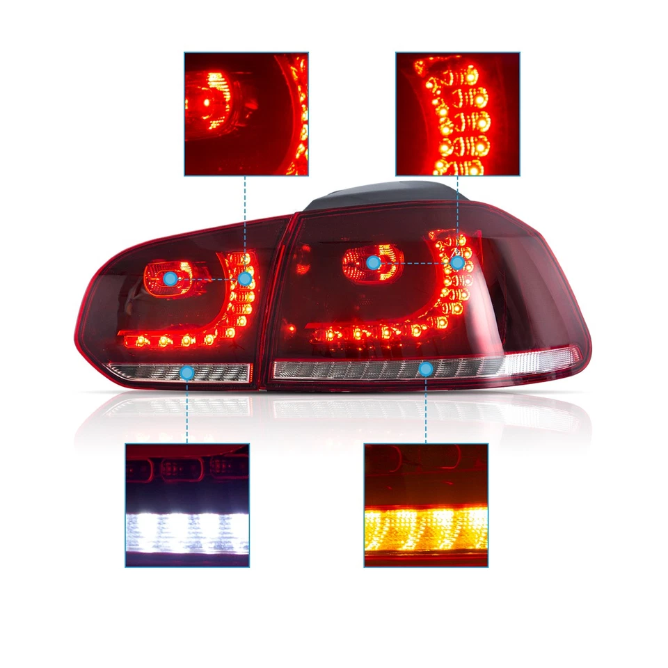 Luces traseras LED rojas con secuencial para VW Volkswagen Golf 6 MK6 11-14 Foto 4 de 4