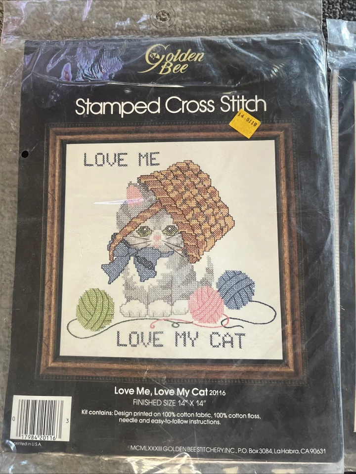 Counted Cross Stitch Kits Cats Kitten Love Janlynn Golden Bee Lot Of 3 Vtg - Image 2 of 4