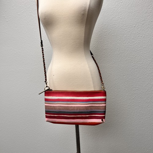 Elliott Lucca Vinyl Crossbody Handbag Pastel Striped Purse - Picture 10 of 10