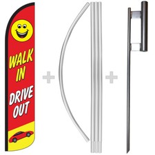 Walk In Drive Out 15' Tall Windless Swooper Feather Flag  Pole Kit