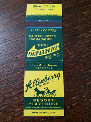 Vintage Matchcover: Allenberry Resort-Playhouse, Dimeling Hotel