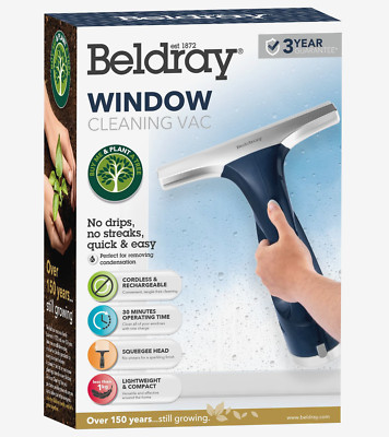 BELDRAY FENSTERSAUGER Mehrzweck KABELLOS Wiederaufladbar STREIFENFREI