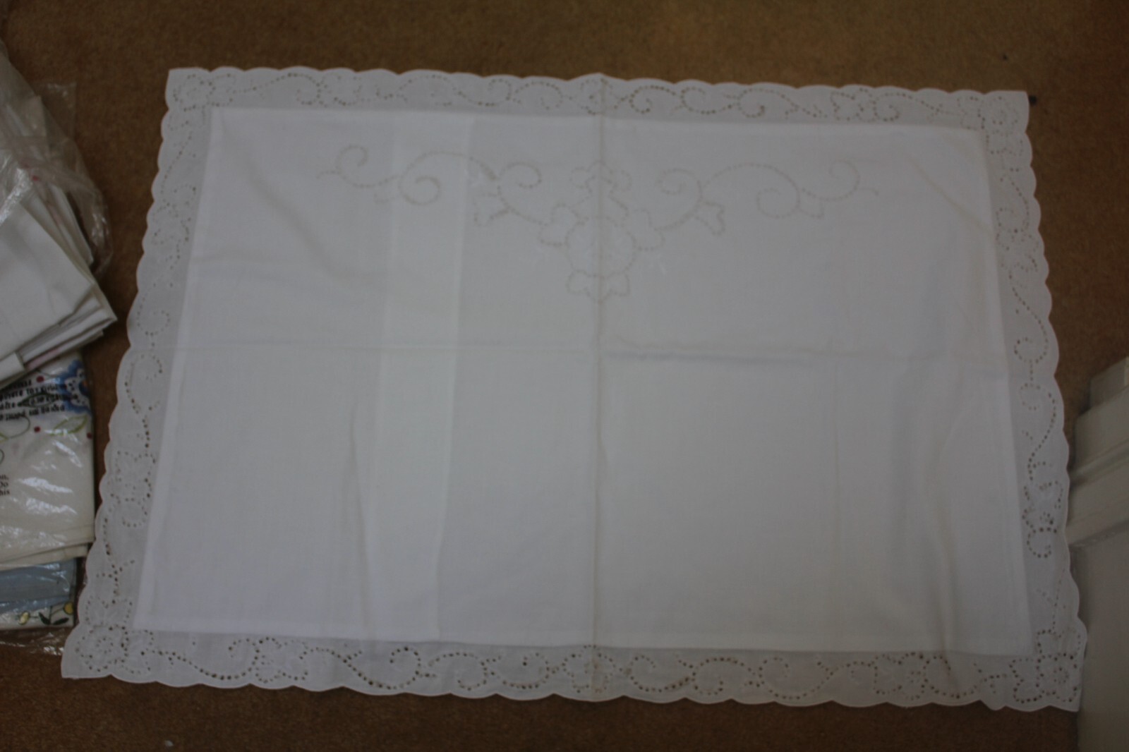 11025 Beautiful Pair Vintage Style White Oxford Broderie Anglais