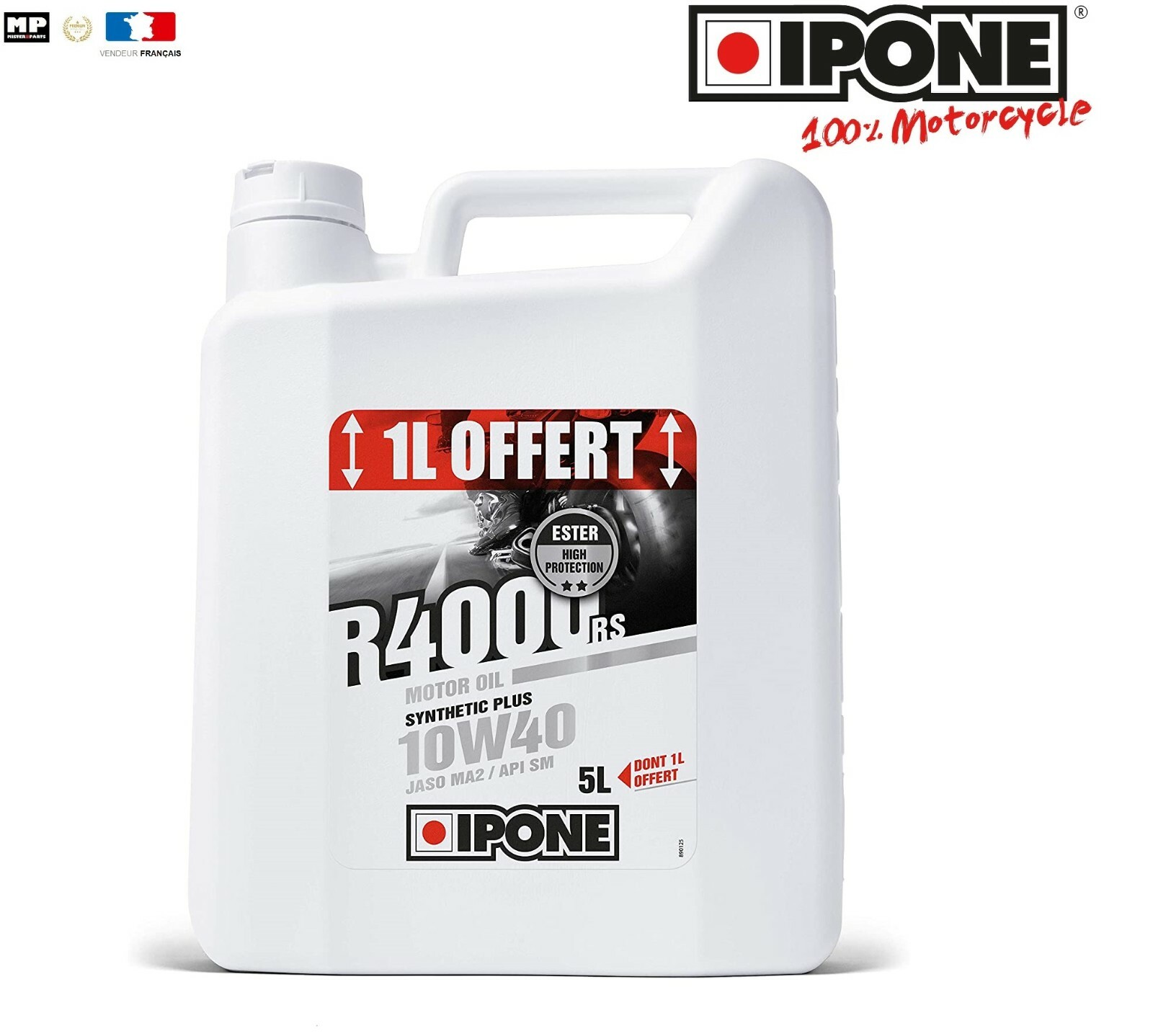 Huile IPONE R4000 RS 10W40 pour moto 4 temps en bidon de 5L