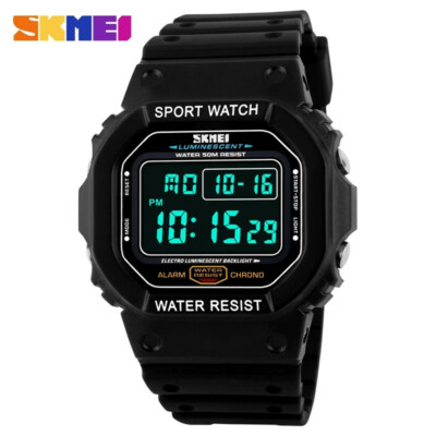 SKMEI Men Digital Watch Student Boys Sport Electronic Wristwatch LED Stopwatch