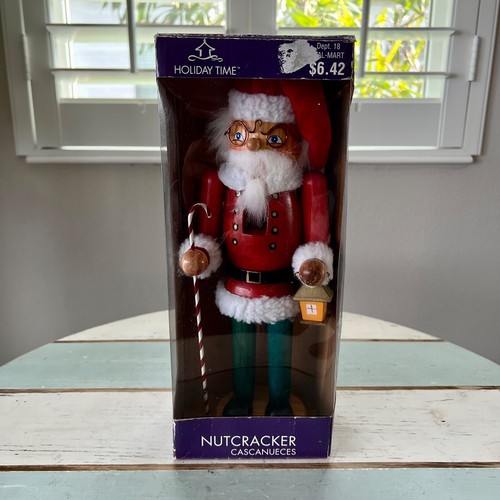Holiday Time Nutcracker Walmart Exclusive Santa Claus 12 Inch Wooden - Picture 5 of 9