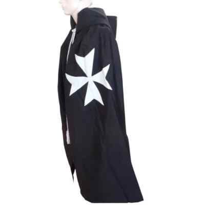 Knight Templar Order of Malta Commandery Mantle-Black With Maltese Cross