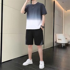 Men Summer Outfit 2-Piece Set Short Sleeve T-Shirt and Shorts Sweatsuit Set