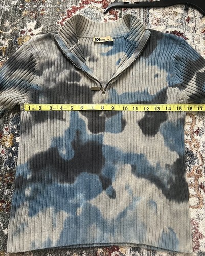 EX10 Boys Cotton Sweater Blue Gray Tie Dye Knit 1/4 Zip Pullover Sz M( 152/12) - Picture 12 of 13
