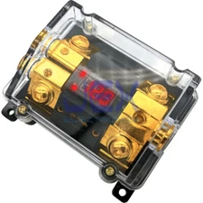 2-Way/2X ANL In-Line Fuse Holder Voltage Display Stereo/Audio/Car/RV/Boat + Fuse