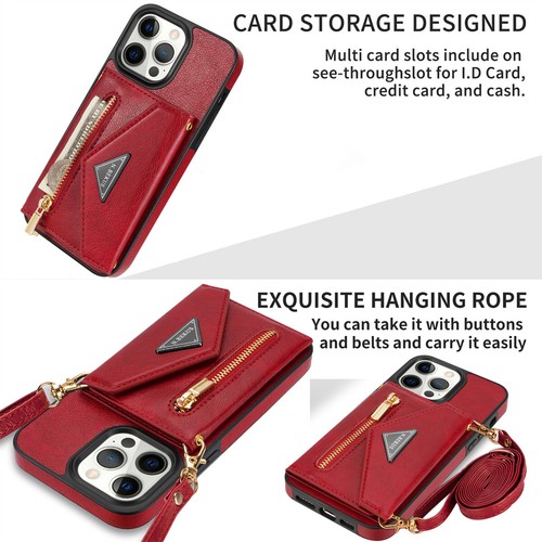 Para iPhone 16 Pro Max 15 14 13 12 11 XR Bandolera Cremallera Billetera Cuero PU Estuche - Imagen 6 de 41