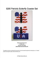 Patriotic Butterfly Coaster Set-Plastic Canvas Pattern or Kit