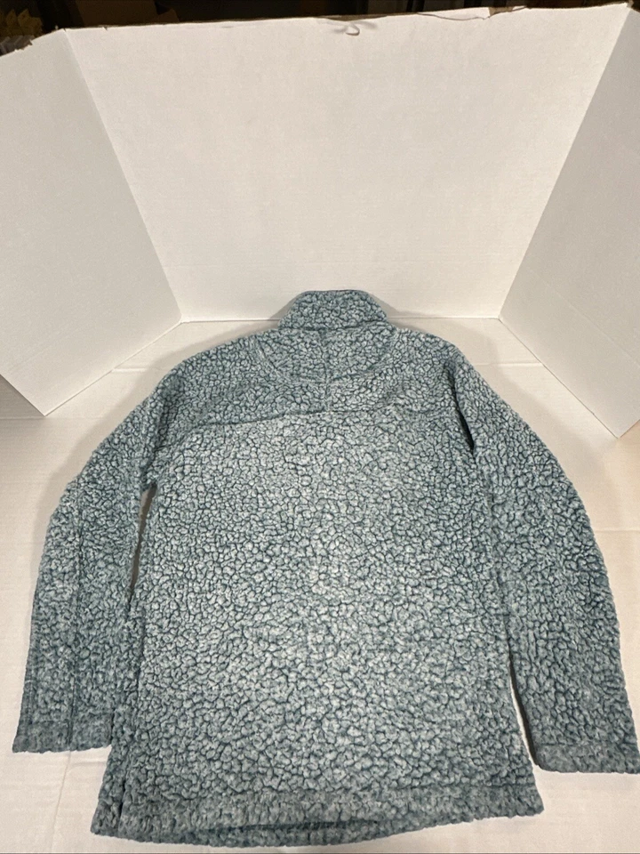 Истинная зернистость винтажный синий шерпа флис 1/4 молнии морозный наконечник пуловер куртка маленький - Изображение 3 из 4