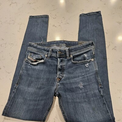 Diesel Sleenker Jeans Pants Mens 28x32 Blue Slim Fit Skinny Cotton Cut  Cuffs