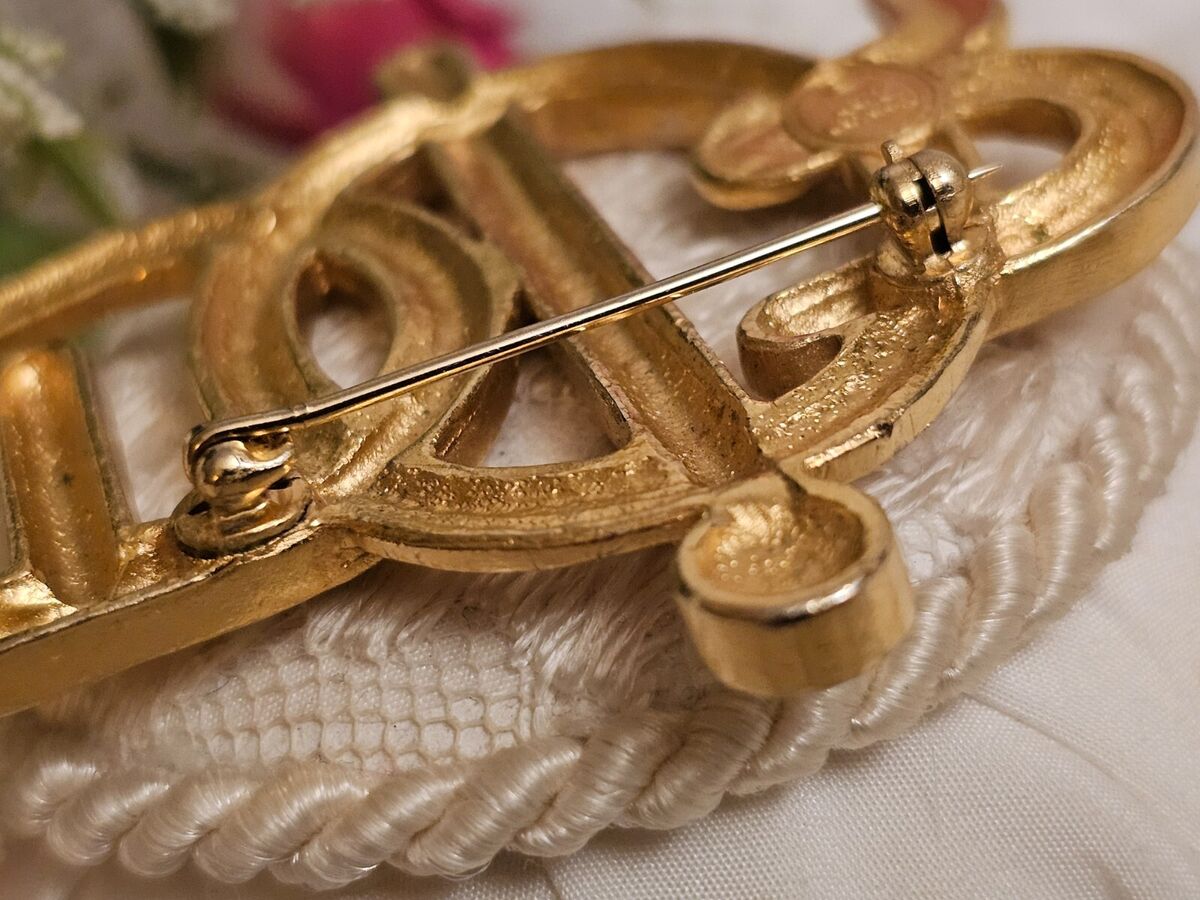 Vintage CHRISTIAN DIOR 1980's Gold Plated Rhinestone Logo Vintage CHRISTIAN DIOR 1980's Gold Plated Rhinestone Logo