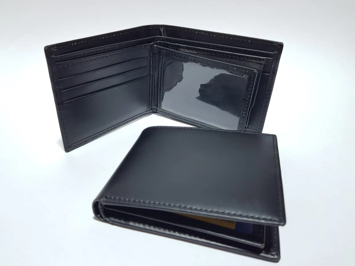 Mens leather wallet with id window deals