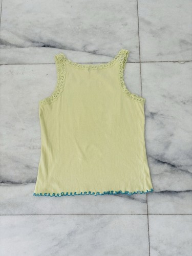 Y2K VTG Joe Boxer Lace Trim Camisole Tank Yellow Cotton Babydoll Fairy Womens XL - Picture 2 of 7