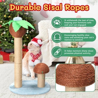 27.5in Coconut Palm Tree Cat Scratching Post,Natural Sisal Posts &Dangling Balls