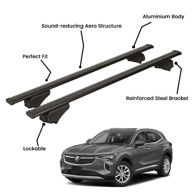 2 Pcs Black Roof Rack Cross Bars For BUICK ENVISION SUV 2021-