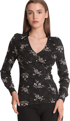 Vive Maria »REVERIE FLOWER« V-NECK Langarm Ruffle SHIRT Oberteil Rockabilly