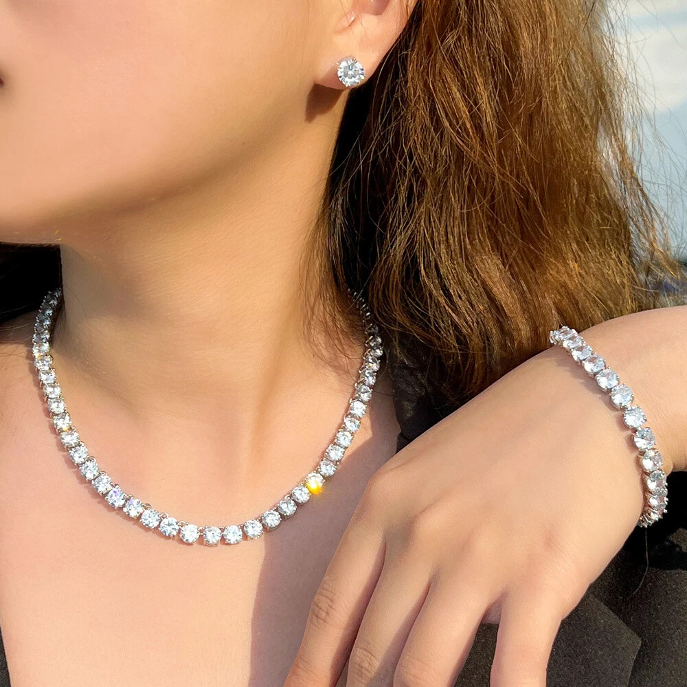 Tennis necklace hotsell and bracelet set