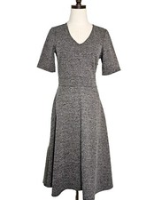 H&M  Medium Black V-Neck Fit & Flare Casual Office Career Simple Minimal Dress