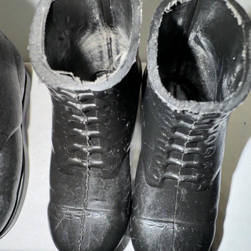 Vintage Action Man Palitoy Hasbro Original 2 Pairs Short Black Boots Dish Sole A - Picture 5 of 9