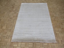 6'2 X 9'1 Hand Loomed Ivory Oriental Rug Bamboo Silk Modern Contemporary G6056