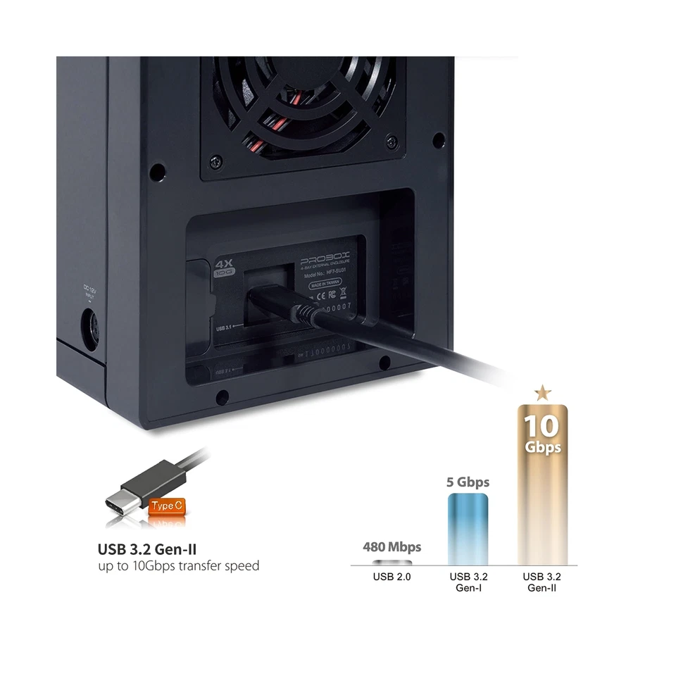 Mediasonic USB 3.2 4 Bay 3.5” SATA Hard Drive Enclosure – USB 3.2 Ge - Image 3 of 4