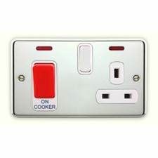 Deta Decorative Polished Chrome Switches & Sockets White Inserts -Matching Range