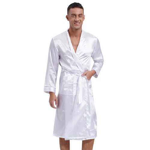 Ropa para el hogar para hombre Albornoz de aguas termales Sauna Ropa para dormir Batas Ropa de dormir Kimono satinado - Imagen 20 de 95