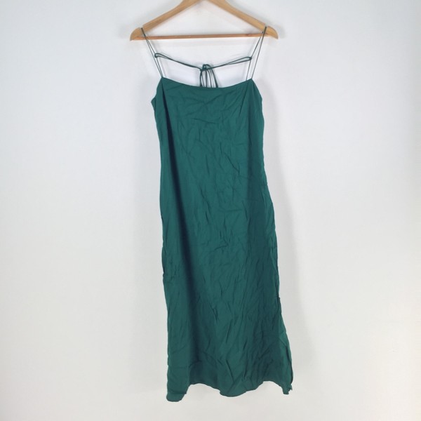 Reformation slip dress womens US 2 aus 6 green sleeveless midi viscose 111912