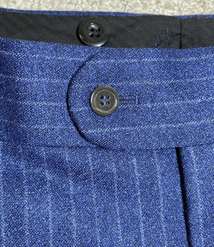 Loro Piana Blue White Chalkstripe Wool Pants 46" x 26" Dream Tweed Extrafine Adj - Picture 6 of 10