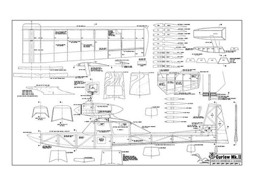 Curlew MkII Seaplane 52" Wingspan RC Model Airplane Printed Plans & Templates - Picture 2 of 2