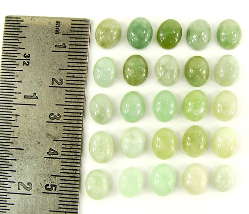 Lote de 25 piezas de piedras preciosas sueltas de jade verde natural de 62,20 quilates 9x7 mm cabujón - 64416 - Imagen 2 de 5