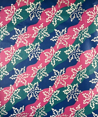 VTG Christmas Wrapping Paper Gift Wrap Snowflakes on Retro Swirl