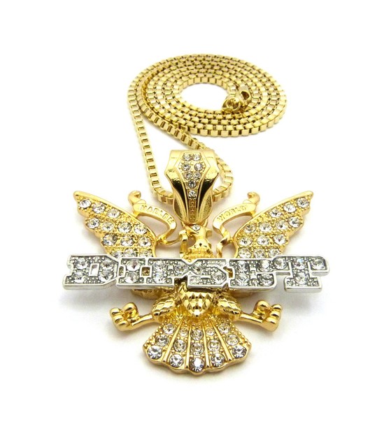 Stone Filled Two Tone Dipset Bird Pendant 30" Various Chain Necklace