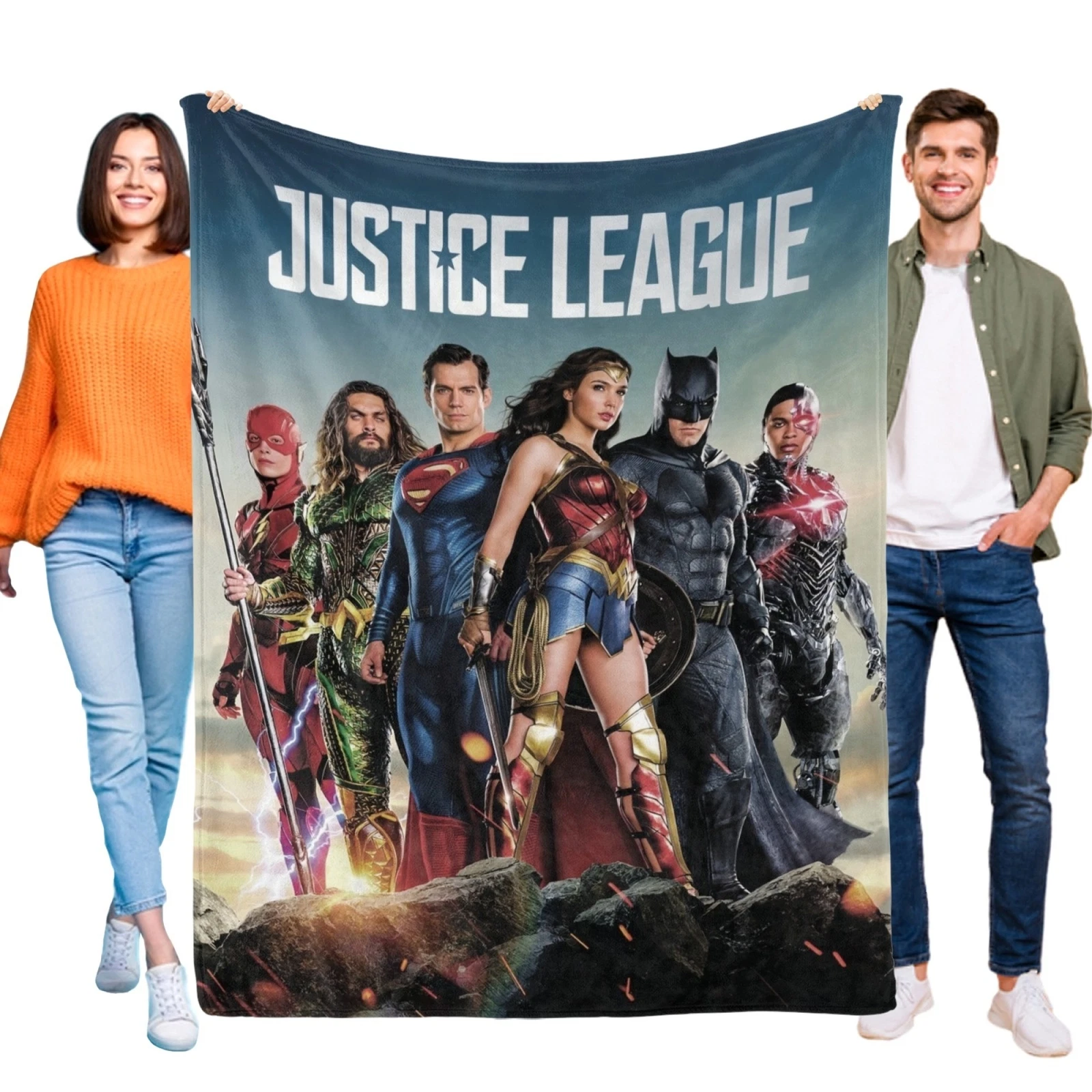 Justice League Flannel Blanket, Soft Bed and Sofa Throw