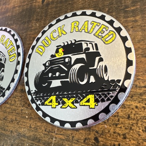 Duck Rated 4X4 DEFECT Fender Badge for JEEP WRANGLER YJ JT emblem USA - Picture 4 of 5