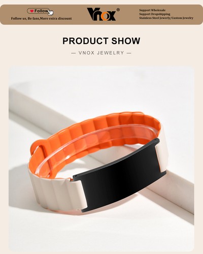 VNOX Personalized Bracelets for Men Women Silicone Strap Engraved Name Wristband - Picture 14 of 24
