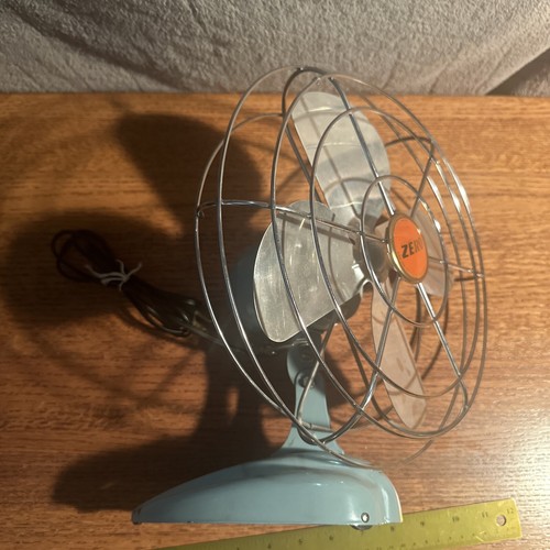 REAL! Vintage Green Blue ZERO Model 1265R Oscillating Fan NICE Working Great - Picture 22 of 24