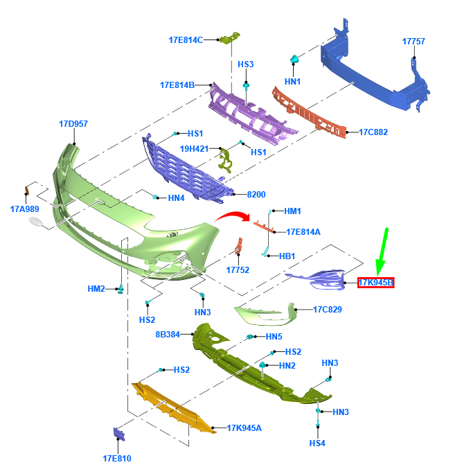FORD KUGA MK3 Front Bumper Left Grille 5839032 LV4B-17K947-SE5K9W  