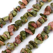 Natural Unakite Chip Beads 32  Strand 5 8mm Gemstone Jewelry Making Bulk Loose