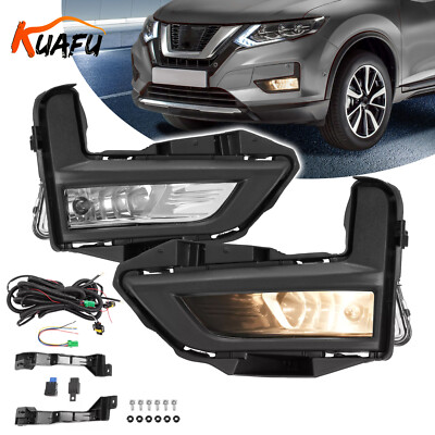 Left+Right Fog Lights Lamps w/Switch+Bezel+Bulbs For Nissan Rogue 2017-2019 2020