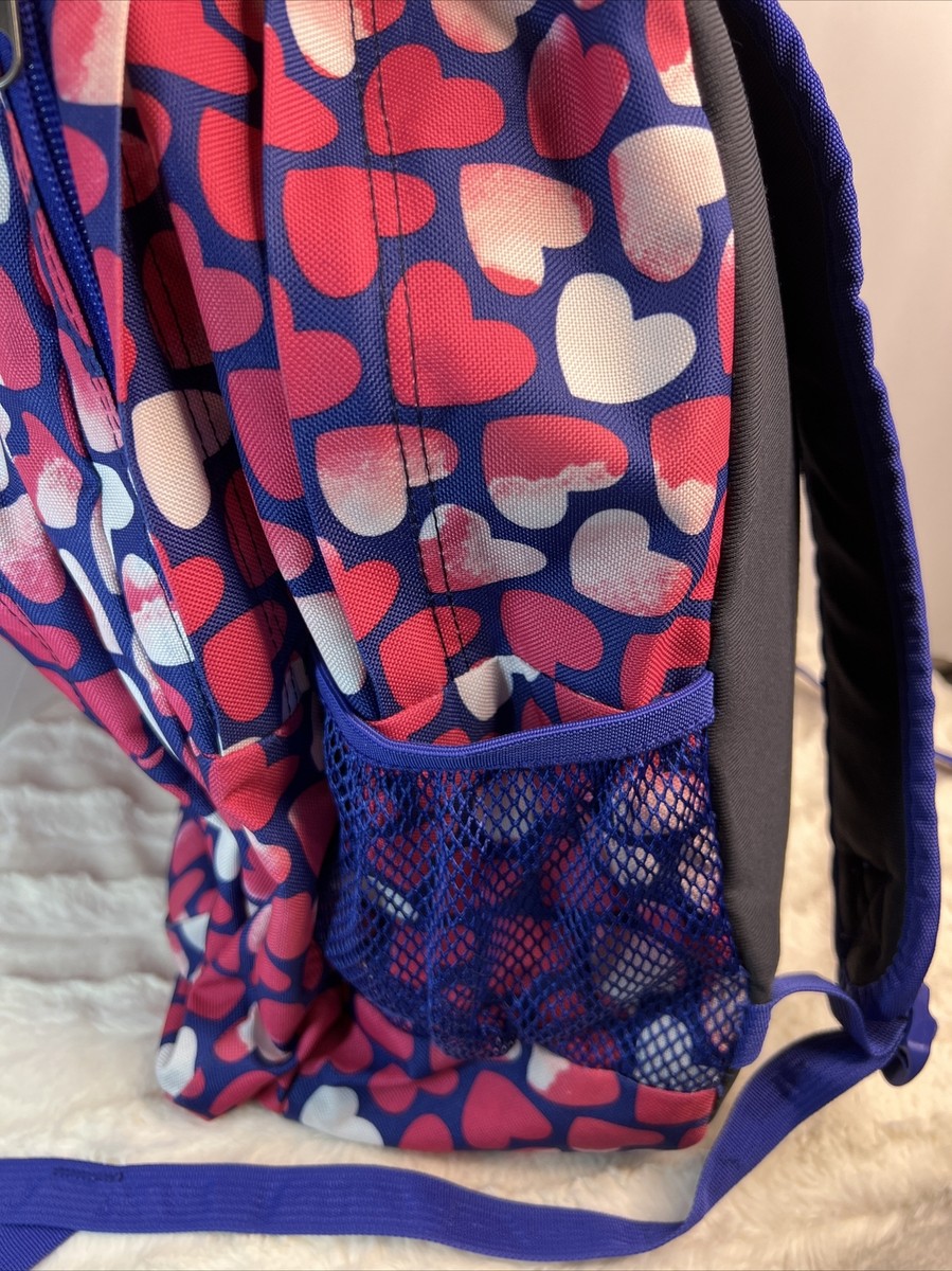 Trans JanSport Backpack Pink And Red Hearts Design Excellent Mint Condition 16” View 3