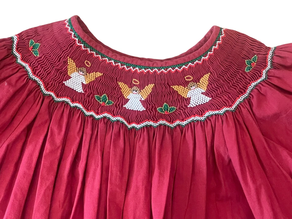 Vestido Calado Colección Rosalina Talla 7Y Rojo Ángeles Acebo Vacaciones Navidad Foto 3 de 4