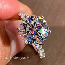 Engagement Wedding Ring Lab-Created 3.71CT Round Cut Diamond 14K White Gold Over