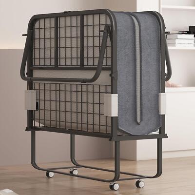 Folding Bed with 4a Mattress Included, Temporary Bed for Guests and Families,