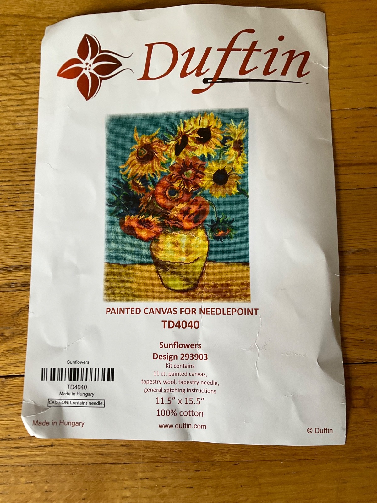 Dufkin Painted Canvas For Needlepoint Sunflowers Hungary